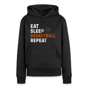 Essen Schlaf Basketball Wiederholen - Frauen Premium Bio Hoodie - Schwarz - Vorne - Julia (174cm)