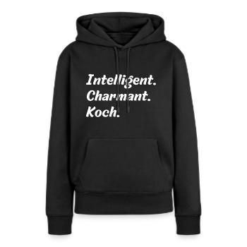 Intelligent. Charmant. Koch - Frauen Premium Bio Hoodie - Schwarz - Vorne - Julia (174cm)