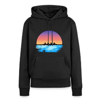 Aviron, équipe féminine d’aviron, eau et soleil - Sweat à capuche Premium bio Femme - noir - Devant - Julia (174cm)