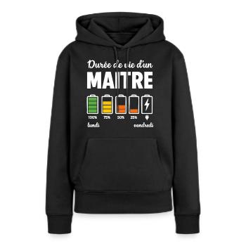 Maitre D'école Pour Fin D'année Scolaire - Sweat à capuche Premium bio Femme - noir - Devant - Julia (174cm)