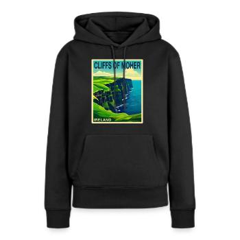 falaises de moher Irlande - Sweat à capuche Premium bio Femme - noir - Devant - Julia (174cm)