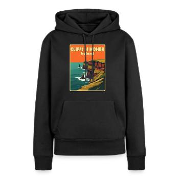 falaises de moher Irlande - Sweat à capuche Premium bio Femme - noir - Devant - Julia (174cm)
