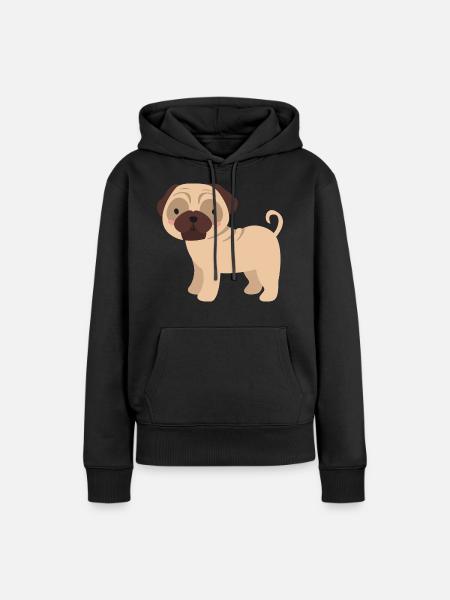 Mops - Frauen Premium Bio Hoodie - Schwarz