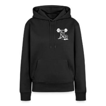 Développé couché Musculation Silhouette - Sweat à capuche Premium bio Femme - noir - Devant - Julia (174cm)