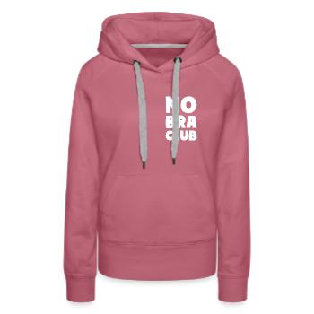 NO BRA CLUB Frei Nippel Motto Damen - Frauen Premium Bio Hoodie - Malve - Vorne - Isabella (175cm)