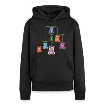 Mobilé mit Teddybären - Frauen Premium Bio Hoodie - Schwarz - Vorne - Julia (174cm)