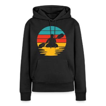 Paddler am Fluss im Sonnenuntergang - Frauen Premium Bio Hoodie - Schwarz - Vorne - Julia (174cm)