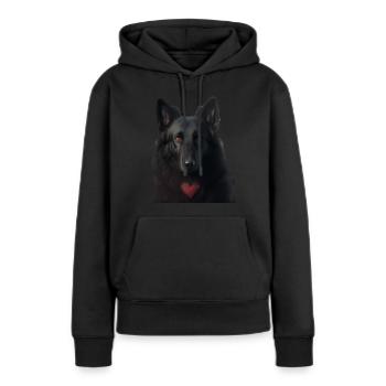 Schwarzer Schäferhund Valentins Tag - Frauen Premium Bio Hoodie - Schwarz - Vorne - Julia (174cm)