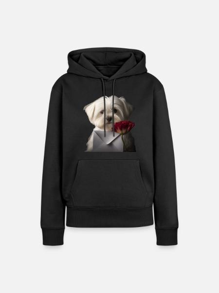 Malteser Valentins Tag - Malteser Hund - Ekologisk premiumluvtröja dam - svart
