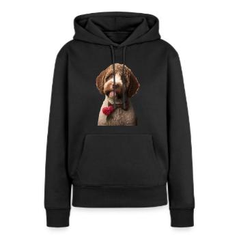 Lagotto Romagnolo Valentins Tag - Frauen Premium Bio Hoodie - Schwarz - Vorne - Julia (174cm)