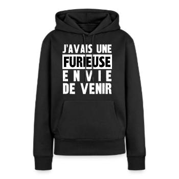 furieuse envie de venir - Sweat à capuche Premium bio Femme - noir - Devant - Julia (174cm)