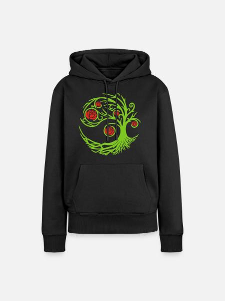 Seltsamer Rosenstrauch - Frauen Premium Bio Hoodie - Schwarz