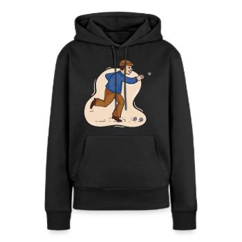 Boules boules boules pour boule pétanque boule - Sweat à capuche Premium bio Femme - noir - Devant - Julia (174cm)