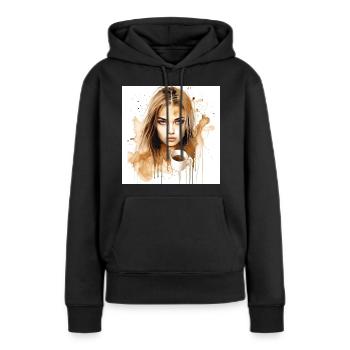 Aquarelle Art Belle Femme - Sweat à capuche Premium bio Femme - noir - Devant - Julia (174cm)