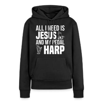 Harfe - Frauen Premium Bio Hoodie - Schwarz - Vorne - Julia (174cm)