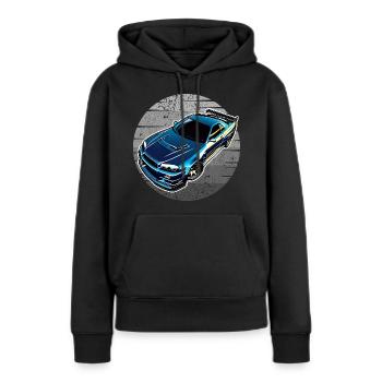 Jdm / Tuning / Turbocompresseur / Jantes / Chiptuning - Sweat à capuche Premium bio Femme - noir - Devant - Julia (174cm)