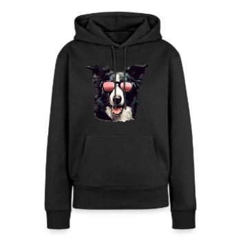 Border Collie Cool - Border Collie - Sweat à capuche Premium bio Femme - noir - Devant - Julia (174cm)