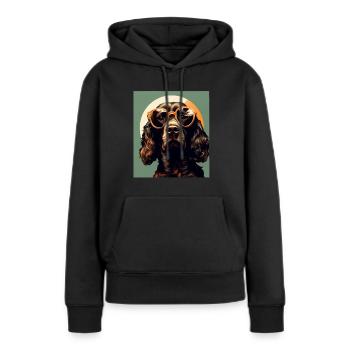 Épagneul des champs Cool - Chien épagneul des champs - Sweat à capuche Premium bio Femme - noir - Devant - Julia (174cm)