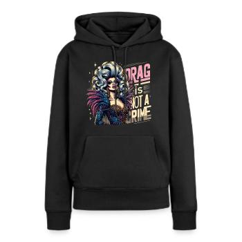 Inspiré exclusif de la culture drag et de la drag queen - Sweat à capuche Premium bio Femme - noir - Devant - Julia (174cm)