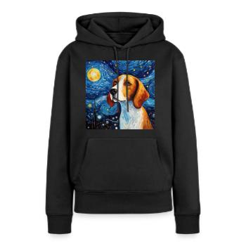 Beagle Nuit étoilée - Sweat à capuche Premium bio Femme - noir - Devant - Julia (174cm)