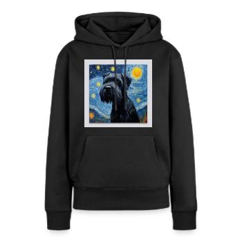Schnauzer géant Nuit étoilée - Sweat à capuche Premium bio Femme - noir - Devant - Julia (174cm)