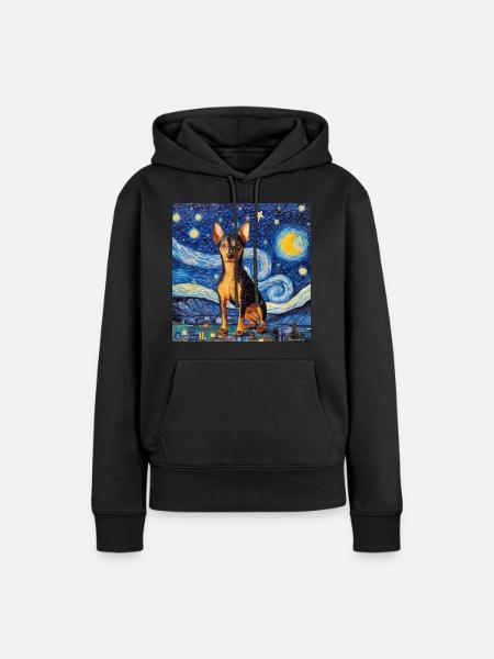 Zwergpinscher Sternennacht - Frauen Premium Bio Hoodie - Schwarz