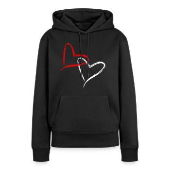 Herzchen - Frauen Premium Bio Hoodie - Schwarz - Vorne - Julia (174cm)