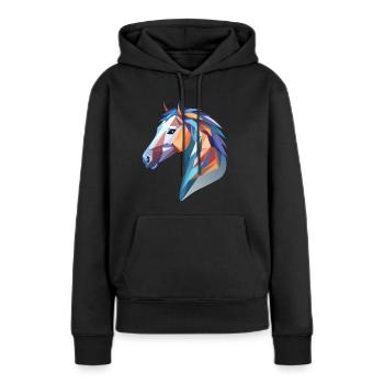 Pferdekopf - Frauen Premium Bio Hoodie - Schwarz - Vorne - Julia (174cm)