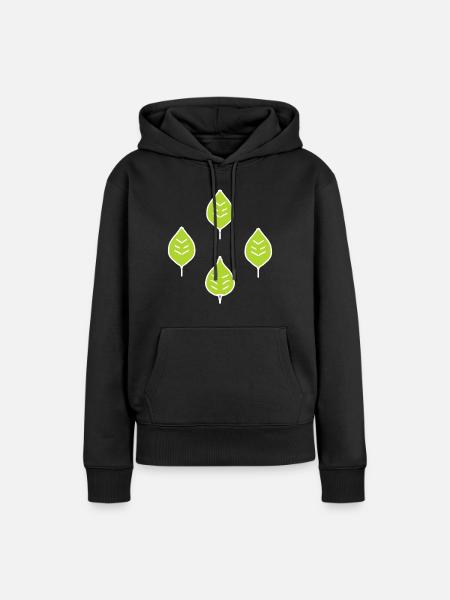 vier Blätter blatt grün natur - Frauen Premium Bio Hoodie - Schwarz