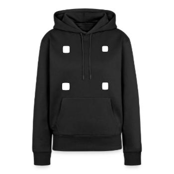Carré Forme Carrée Icône Quatre - Sweat à capuche Premium bio Femme - noir - Devant - Julia (174cm)