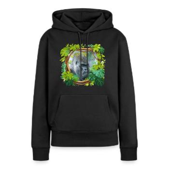 Ein Silberrücken im grünen Bereich - Frauen Premium Bio Hoodie - Schwarz - Vorne - Julia (174cm)
