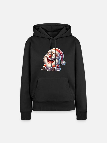 Weihnachtsmann Schneefall Lustig Comic - Frauen Premium Bio Hoodie - Schwarz