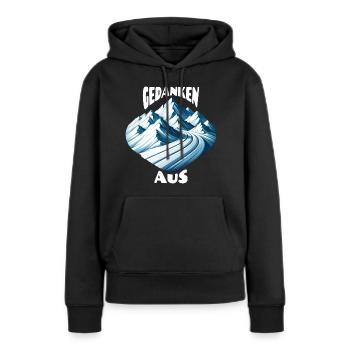 Gedanken Aus Skipiste lustiger Ski Spruch - Frauen Premium Bio Hoodie - Schwarz - Vorne - Julia (174cm)