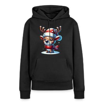 Weihnachts Rentier Schneefall Weihnachtsmütze - Frauen Premium Bio Hoodie - Schwarz - Vorne - Julia (174cm)