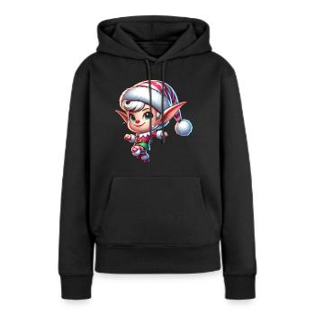 Elfe - Sweat à capuche Premium bio Femme - noir - Devant - Julia (174cm)