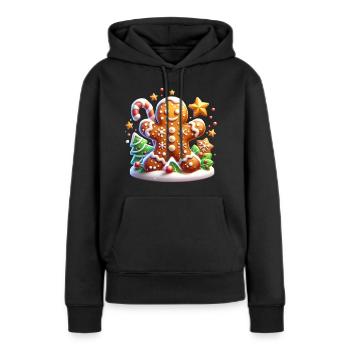 Lebkuchenmann Christmas Xmas Weihnachten - Frauen Premium Bio Hoodie - Schwarz - Vorne - Julia (174cm)