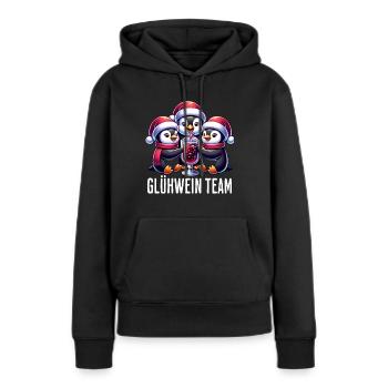 Glühwein Team Pinguin Weihnachten Winter - Frauen Premium Bio Hoodie - Schwarz - Vorne - Julia (174cm)