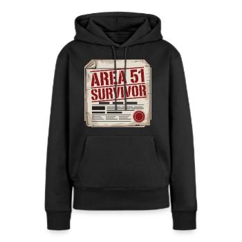 Drôle de survivant de la zone 51 Alien OVNI - Sweat à capuche Premium bio Femme - noir - Devant - Julia (174cm)
