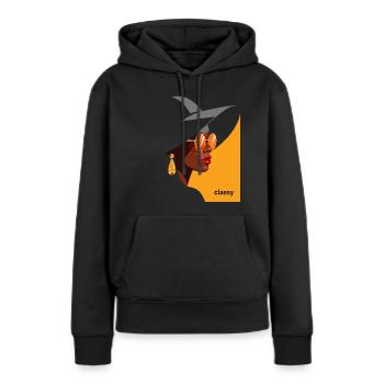 Elegante Frau mit Hut und Sonnenbrille - Frauen Premium Bio Hoodie - Schwarz - Vorne - Julia (174cm)