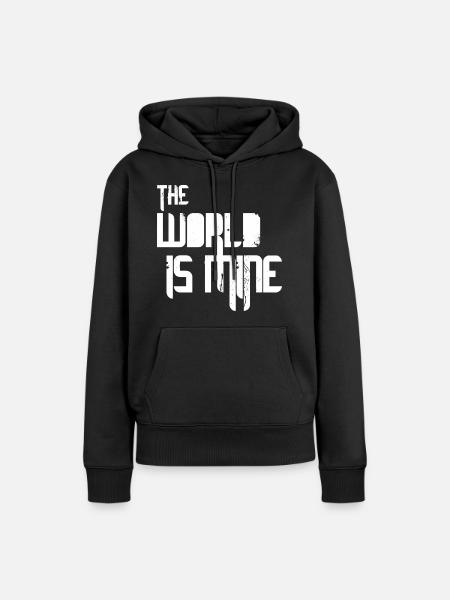 Die Welt gehört mir – Weiß - Frauen Premium Bio Hoodie - Schwarz