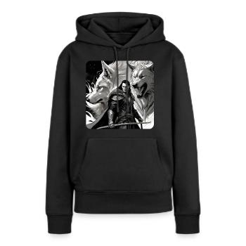 Loki avec le loup de Fenri Asgard Ragnarok - Sweat à capuche Premium bio Femme - noir - Devant - Julia (174cm)