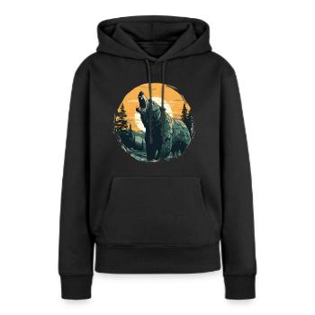 Grizzly in sundown - Frauen Premium Bio Hoodie - Schwarz - Vorne - Julia (174cm)