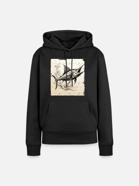 Marlin retro style - Frauen Premium Bio Hoodie - Schwarz