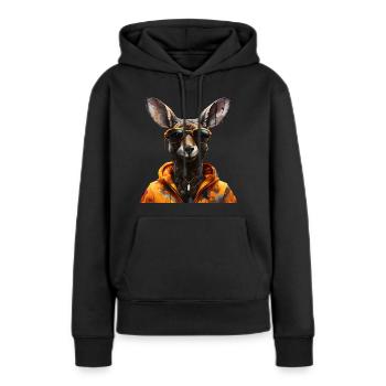Rap Känguru - Frauen Premium Bio Hoodie - Schwarz - Vorne - Julia (174cm)