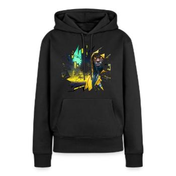 Neon Nightscape - Frauen Premium Bio Hoodie - Schwarz - Vorne - Julia (174cm)