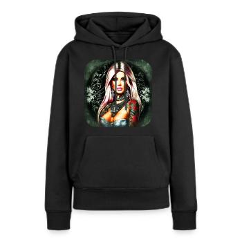 Cooles Gothik Girl mit Tattoos - Frauen Premium Bio Hoodie - Schwarz - Vorne - Julia (174cm)