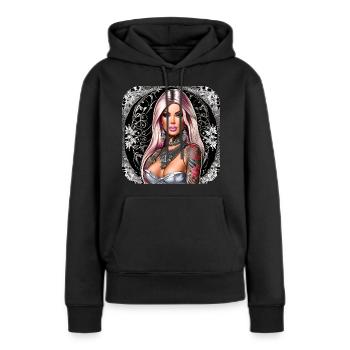 Cooles Gothik Girl mit Tattoos - Frauen Premium Bio Hoodie - Schwarz - Vorne - Julia (174cm)
