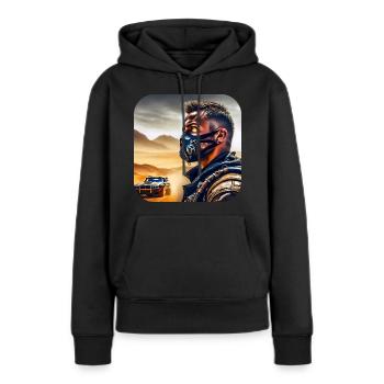Rudeboy cool avec une voiture steampunk - Sweat à capuche Premium bio Femme - noir - Devant - Julia (174cm)