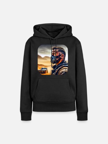 Cooler Rudeboy mit Steampunkauto - Frauen Premium Bio Hoodie - Schwarz