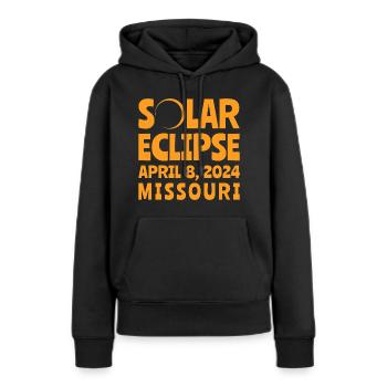éclipse solaire 2024 Missouri - Sweat à capuche Premium bio Femme - noir - Devant - Julia (174cm)